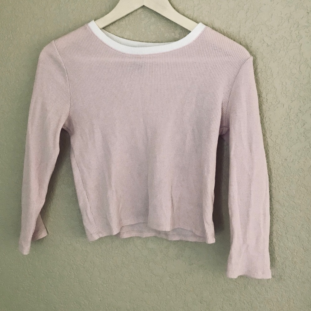 Forever 21 Pink & White Waffle Knit Crop Top